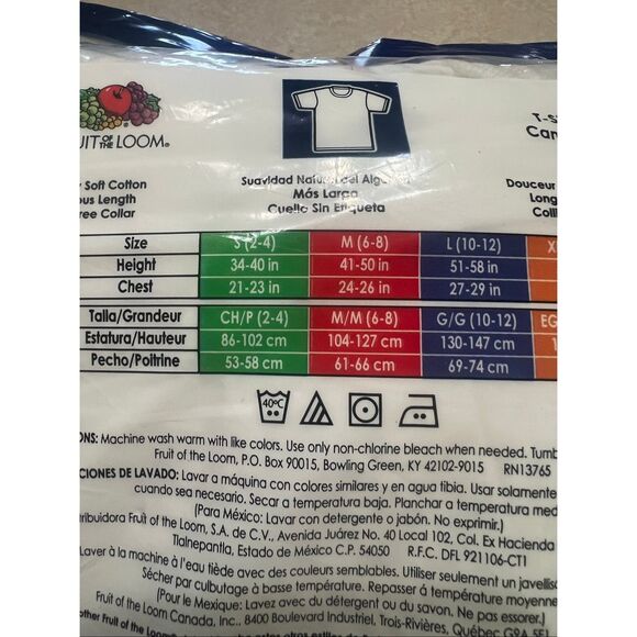 Fruit of the Loom Boys White T-Shirts Sz M (6) pcs 6-8 NIP - Picture 3 of 4